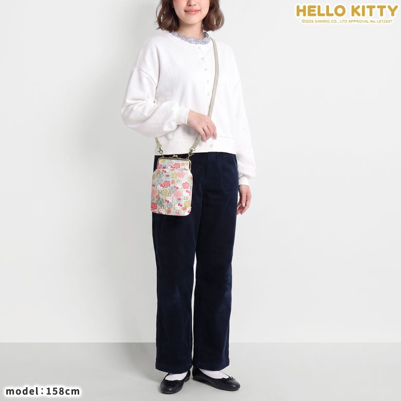 【在庫商品】がま口お散歩ポシェット【HELLO KITTYジャガード】[M便 1/2]