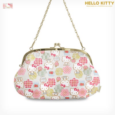 極美品 AYANOKOJI がま口にゃんこポシェット 七宝柄 ショルダーバッグ