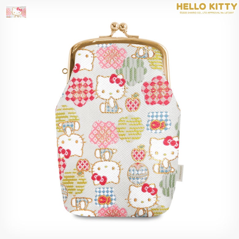 【在庫商品】たて型がま口小物入れ【HELLO KITTYジャガード】 [M便 1/4] メイン画像