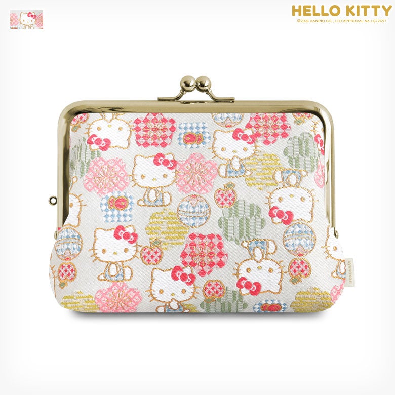 【在庫商品】がま口スタンドポーチ【HELLO KITTYジャガード】 [M便 1/2] メイン画像