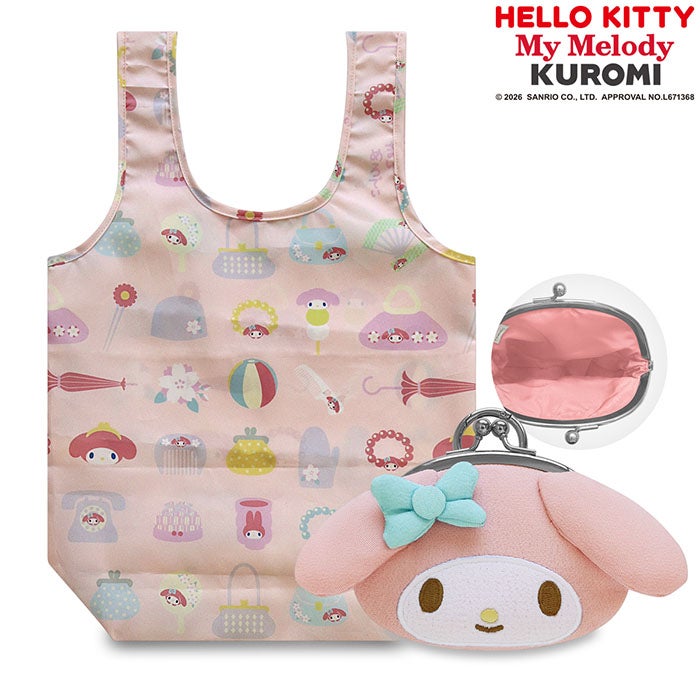 【在庫商品】エコバッグ入りがま口ポーチ【ハローキティ＆マイメロディ＆クロミ】[M便 1/2]マイメロディ