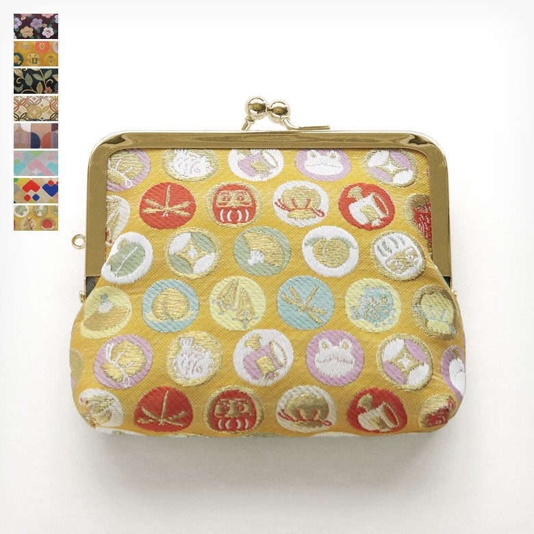 平親子がま口財布 ※口金ゴールド【金襴・帯地（アソート）】ポケット充実で小分けができる、スマートでコンパクトな親子財布。