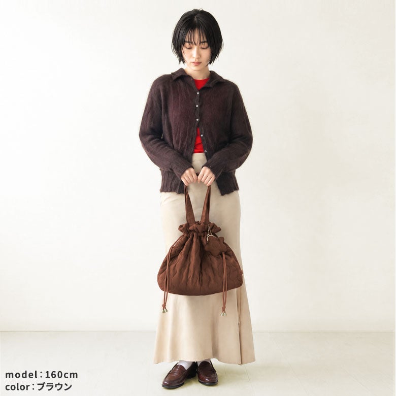 がま口チャーム付き巾着トートバッグ【Naminami Quilt（なみなみキルト）】